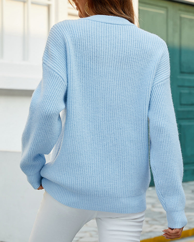 Maglione caldo donna, scollo girocollo, morbido, perfetto per l'inverno versatile.