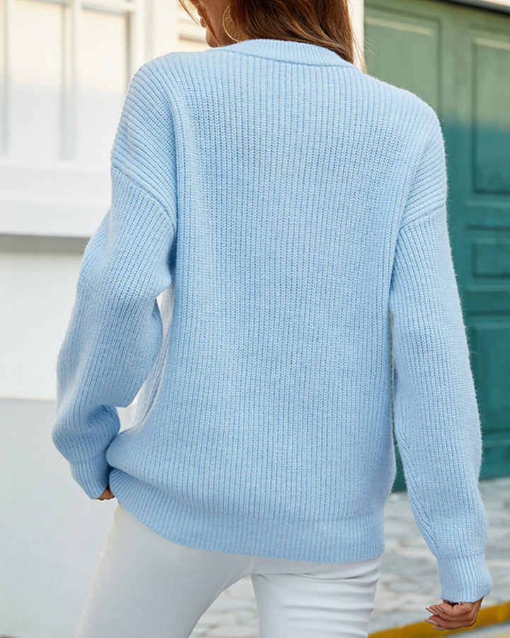 Maglione caldo donna, scollo girocollo, morbido, perfetto per l'inverno versatile.