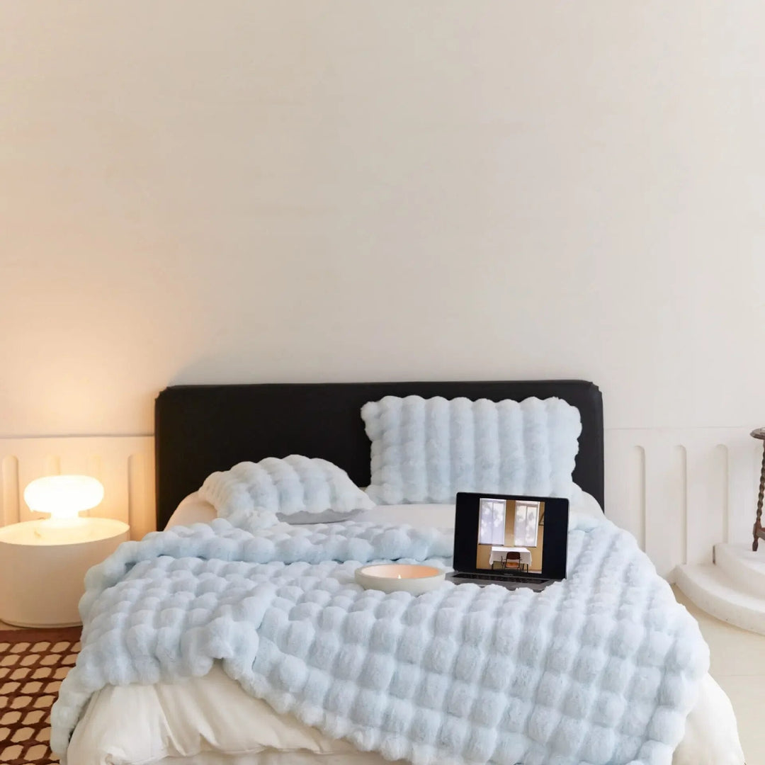 Coperta calda lavabile, morbida come peluche, ideale per letto o divano, comfort accogliente per tutte le stagioni.