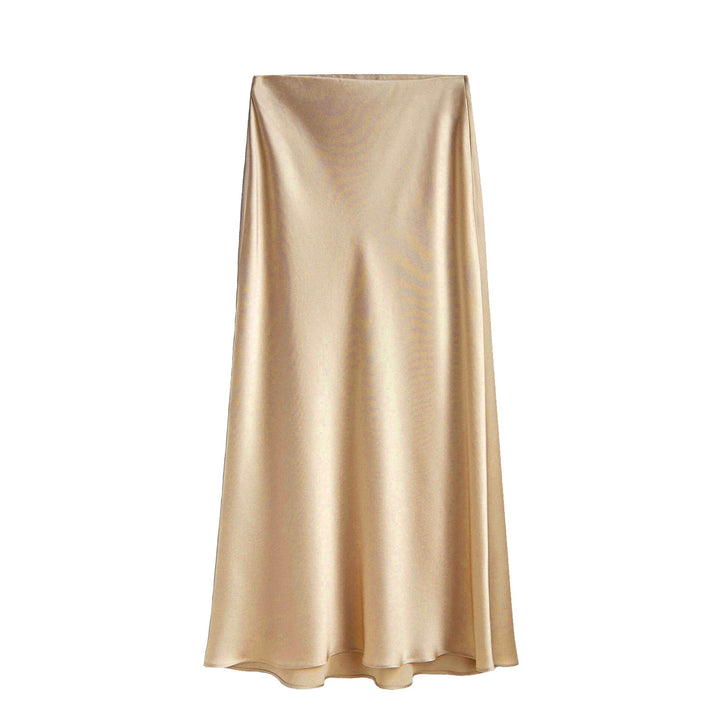 Abbigliamento femminile: gonna vita alta midi con spacco obliquo ed elastico, un must-have per il tuo guardaroba.