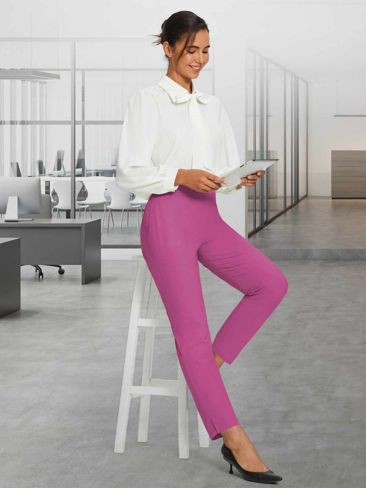Pantaloni donna leggeri per attività, vita alta, UPF 50+, spacco discreto, tasche funzionali.