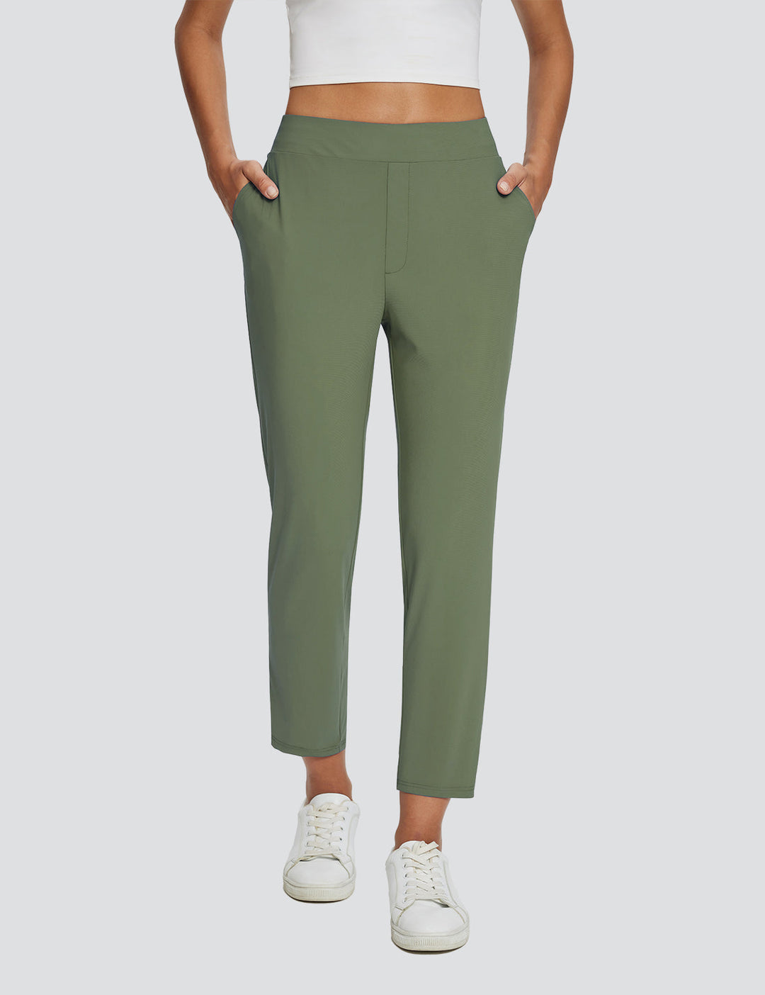 Donna, pantaloni hiking UPF 50+, vita alta, spacco trendy, tasche funzionali.