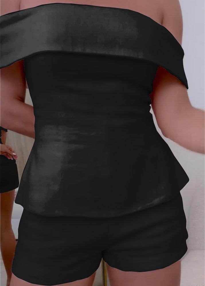 Completo donna estivo misto cotone, due pezzi con top corto e pantaloni eleganti.
