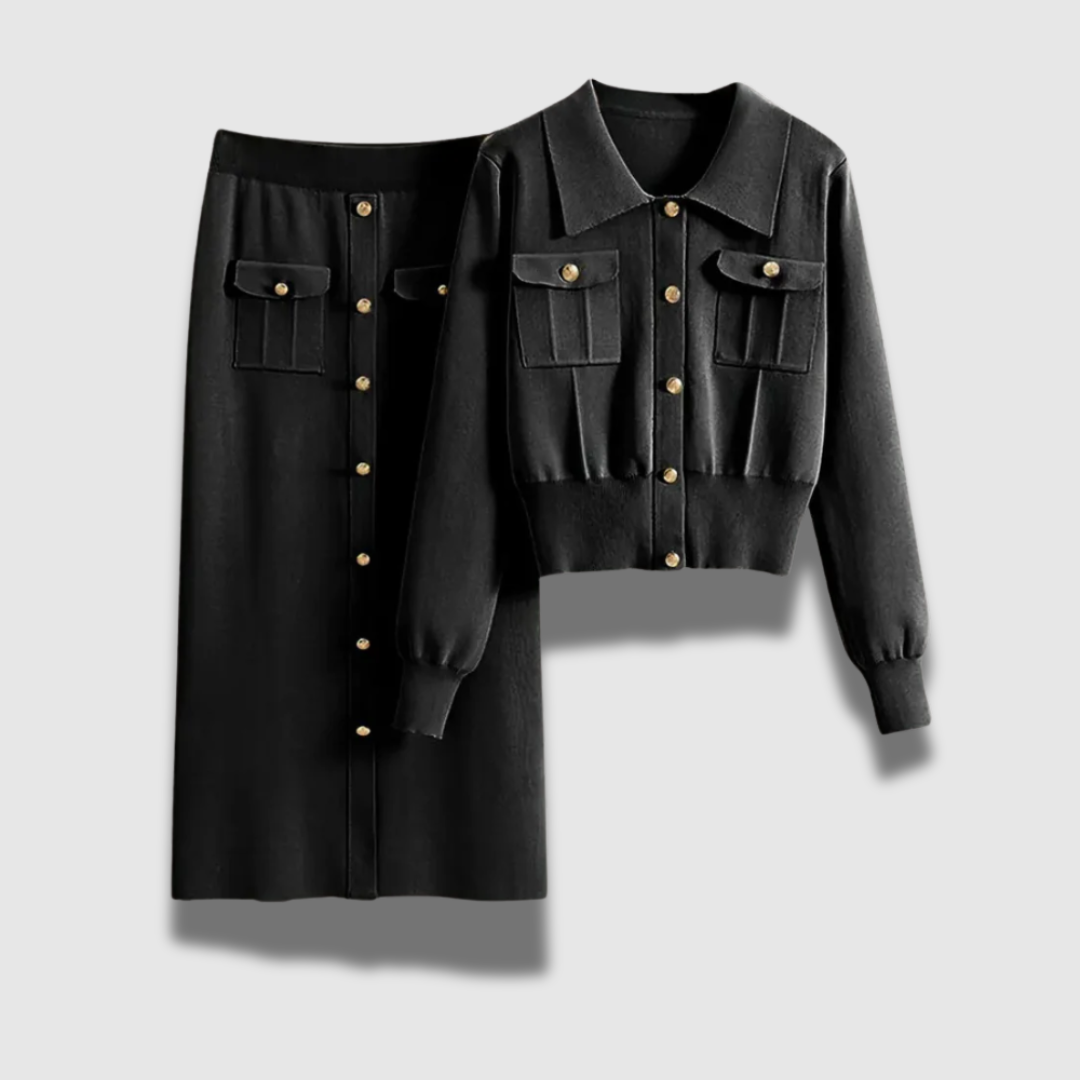 Elegante set due pezzi donna per look casual chic, abbigliamento estivo confortevole e di tendenza.