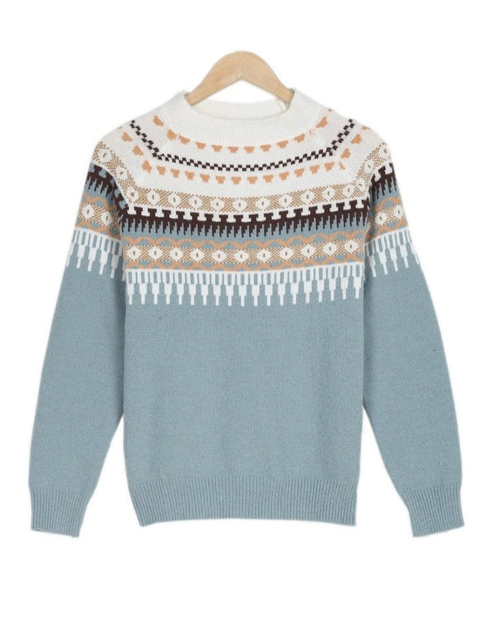 Maglione donna girocollo disponibile in blu, grigio, rosa. Maglieria elegante e casual per l'autunno.