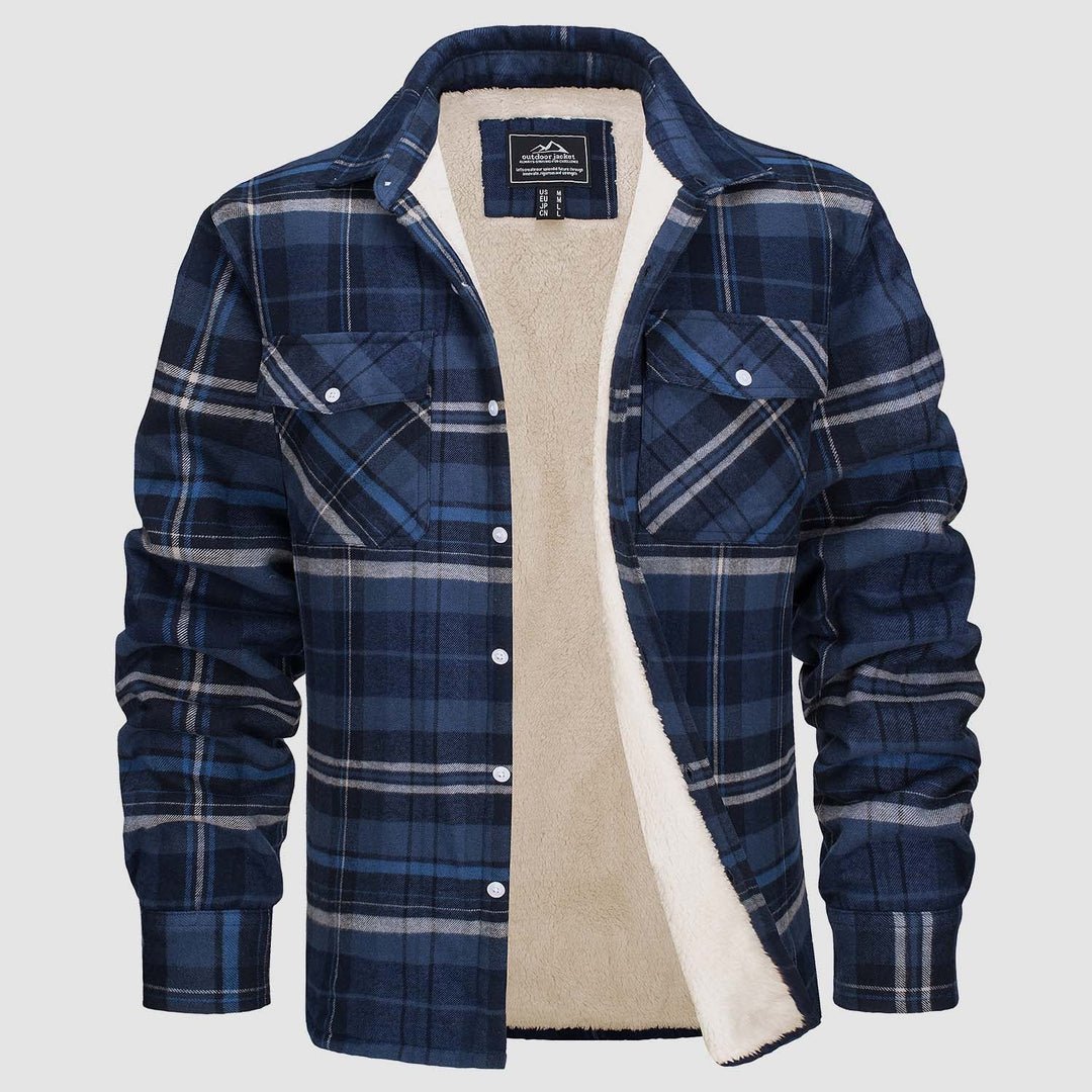 Uomo indossa giacca camicia casual autunnale, look rilassato con tasche, per stile moda uomo.