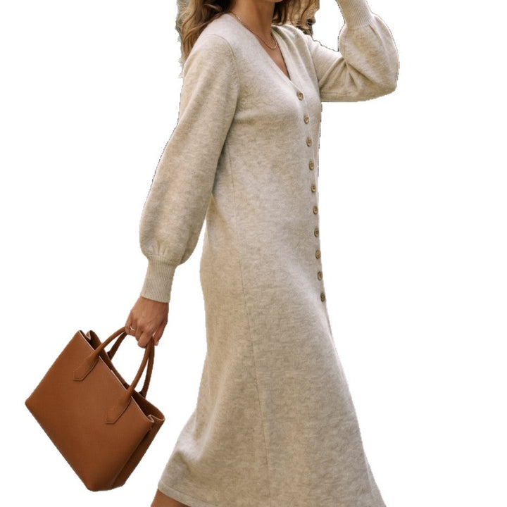 Abito cardigan lungo da donna, elegante e versatile per la moda autunno/inverno, colori assortiti.