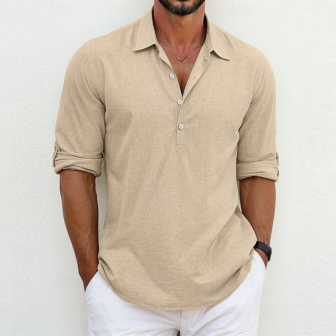 Camicia polo uomo a maniche lunghe con colletto classico, per look elegante e confortevole.