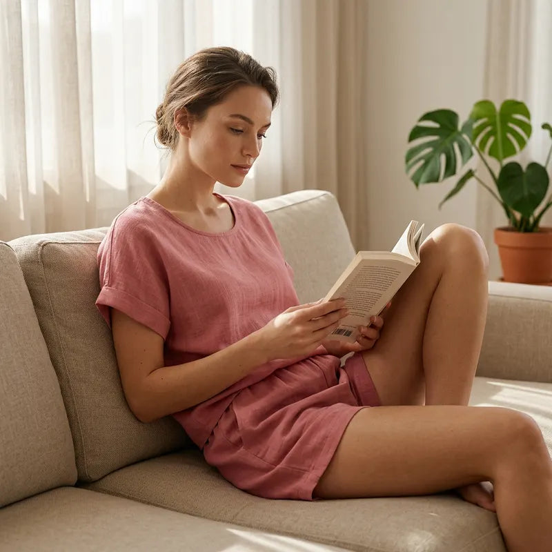 Abbigliamento estivo donna casual: completo due pezzi con t-shirt e shorts coordinati.