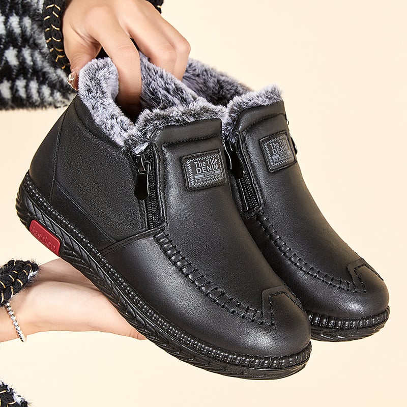 Stivaletti invernali donna caldi alla caviglia, perfetti per l'inverno. Scarpe comode e alla moda con zip.