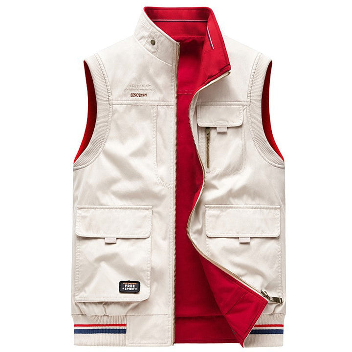 Gilet uomo invernale multitasche, pratico per outdoor, reversibile, abbigliamento casual.