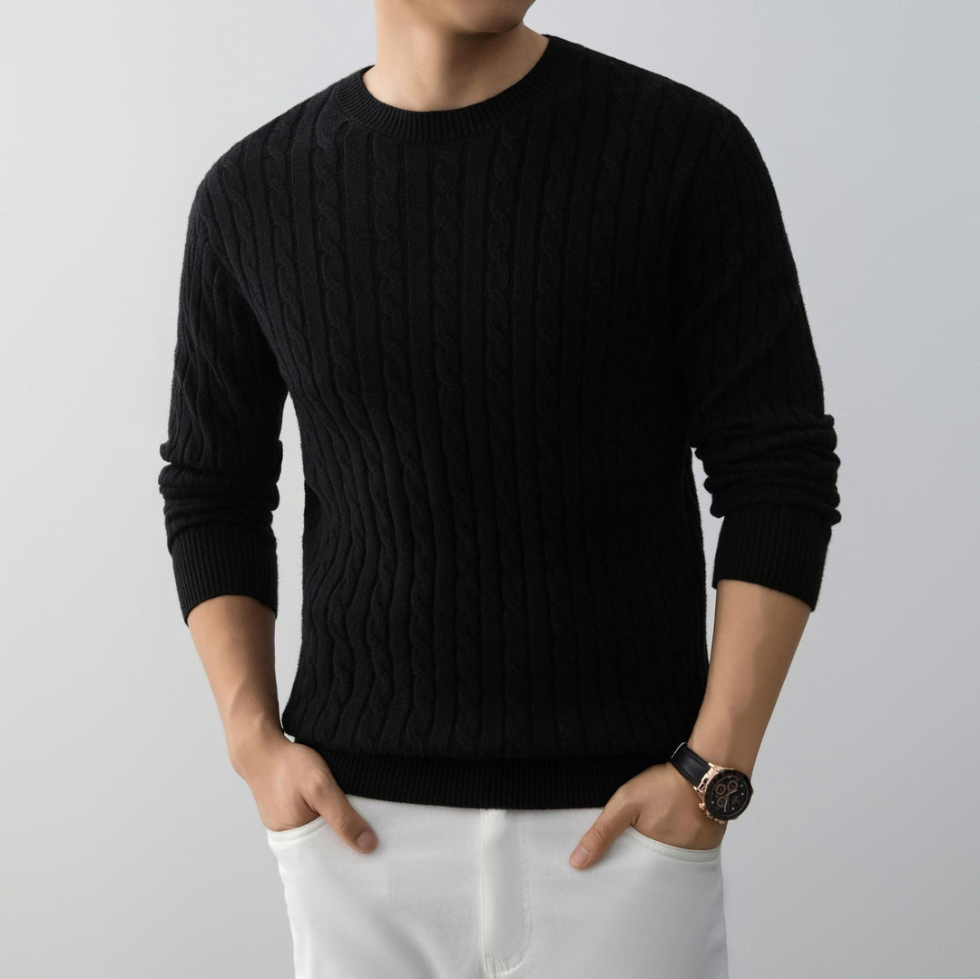 Pullover uomo jacquard con motivo astratto, vestibilità ampia per un comfort stiloso.