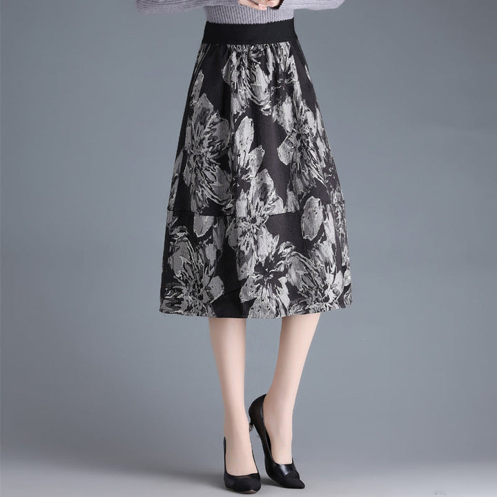Gonna a trapezio da donna nera a vita alta, elegante e versatile per ogni occasione. Stile confortevole.