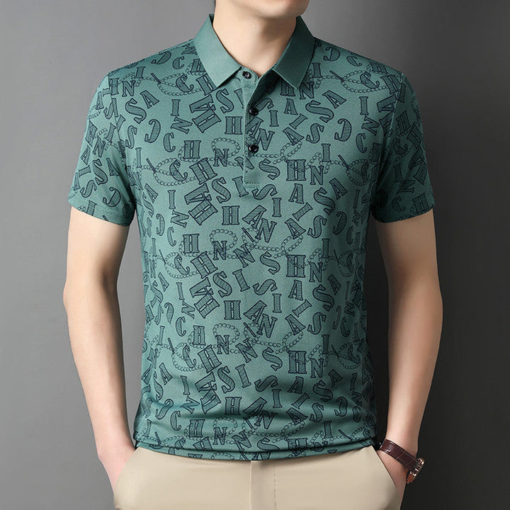 Polo floreale da uomo a maniche corte, colore blu, per un abbigliamento estivo alla moda.