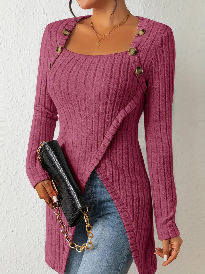 Abbigliamento donna: top monospalla asimmetrico in grigio argento, elegante e moderno.