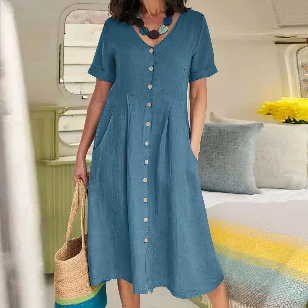 Abito midi leggero da donna, ideale per l'estate, fresco e comodo per il tempo libero.