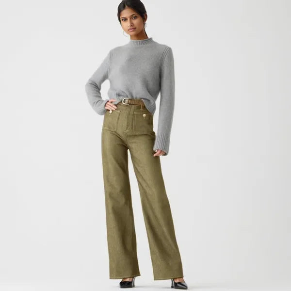 Jeans super confortevoli donna, vita alta, gamba larga. Perfetti per relax e stile quotidiano.