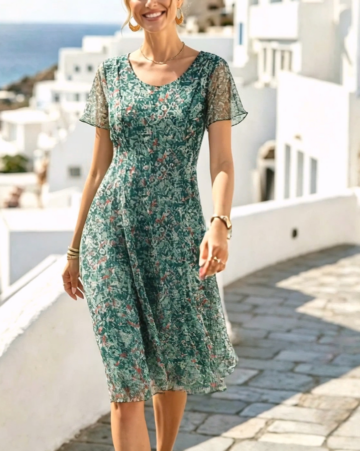 Abito da donna floreale A-line fresco e leggero, ideale per primavera ed estate.