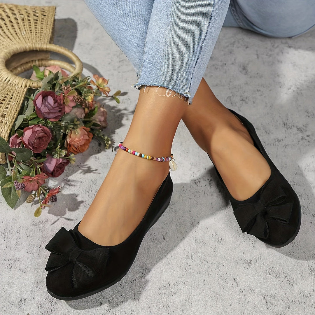 Ballerine comode donna, perfette per lunghe giornate, fiocco e suola imbottita.