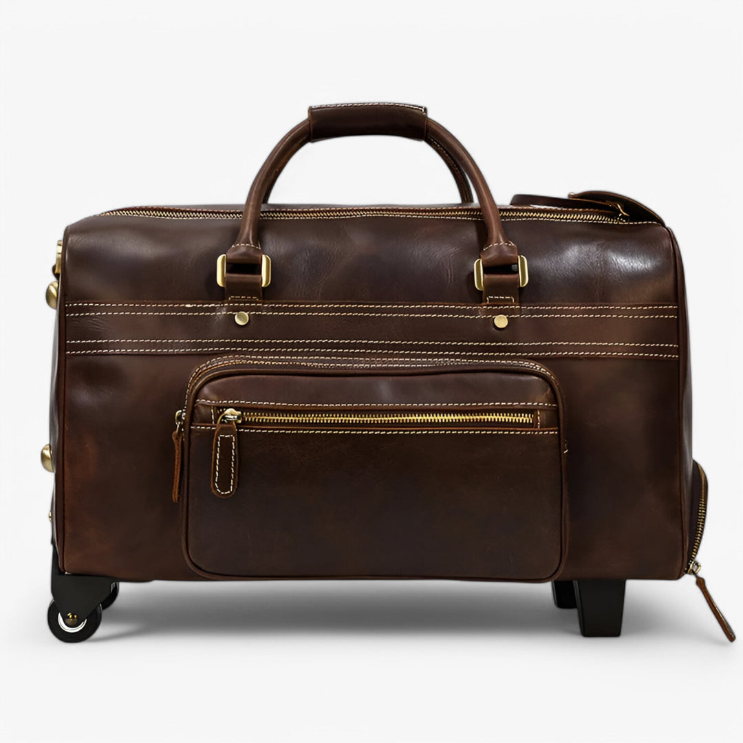 Trolley da viaggio unisex marrone 55 cm, perfetto come bagaglio a mano per cabina, con ruote silenziose.