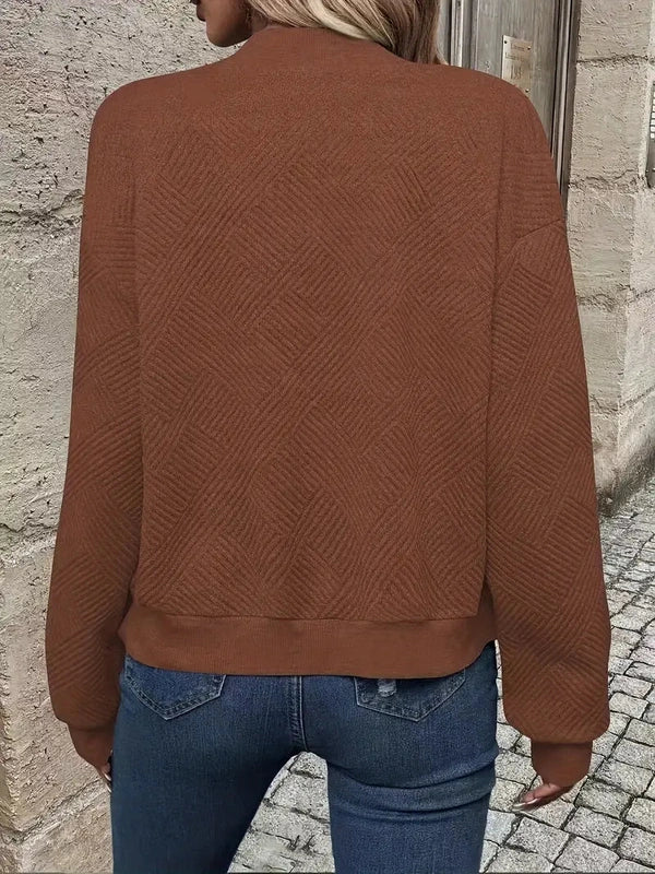 Giacca elegante donna tipo bomber, leggera e versatile con zip, per uno stile moderno in primavera.