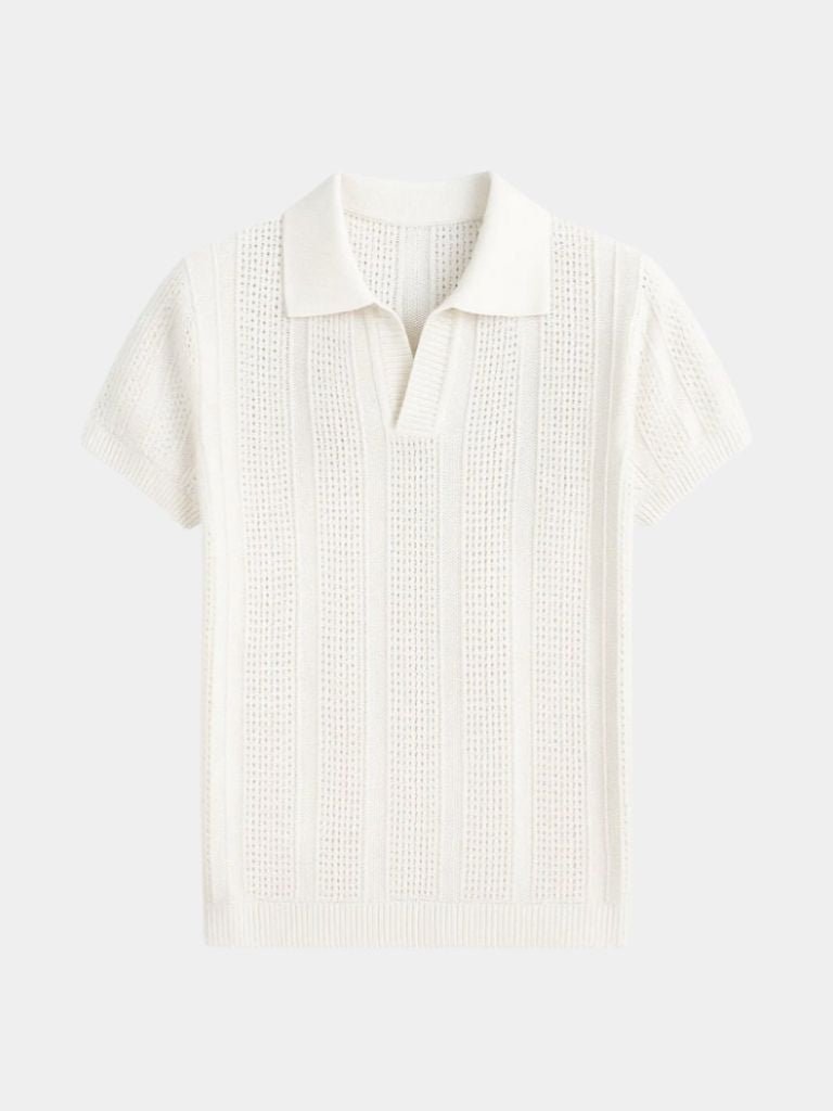 Polo uomo manica corta avorio per primavera estate, maglia elegante e casual.