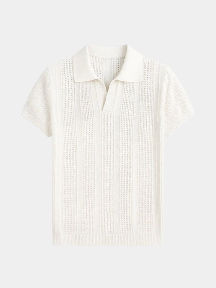 Polo uomo manica corta avorio per primavera estate, maglia elegante e casual.