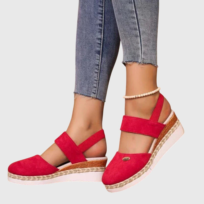 Sandali donna espadrillas con zeppa casual, cinturino alla caviglia per passeggiate estive confortevoli.