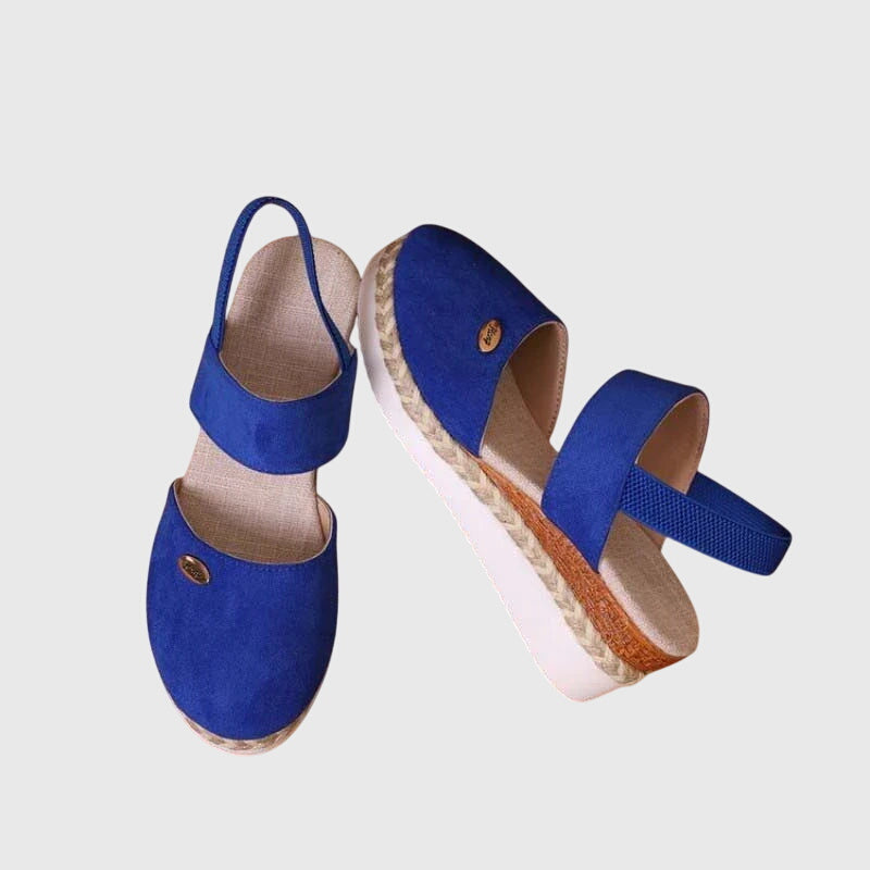 Sandali espadrillas donna moda con zeppa estiva e cinturino alla caviglia, scarpe versatili.