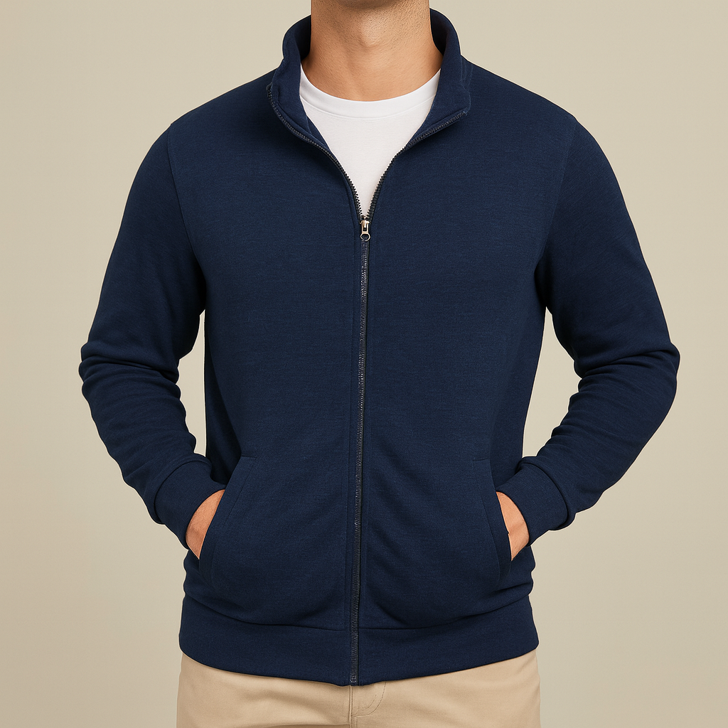 Cardigan uomo slim fit con zip, perfetto per uno stile casual elegante e moderno.