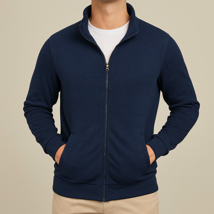 Cardigan uomo slim fit con zip, perfetto per uno stile casual elegante e moderno.