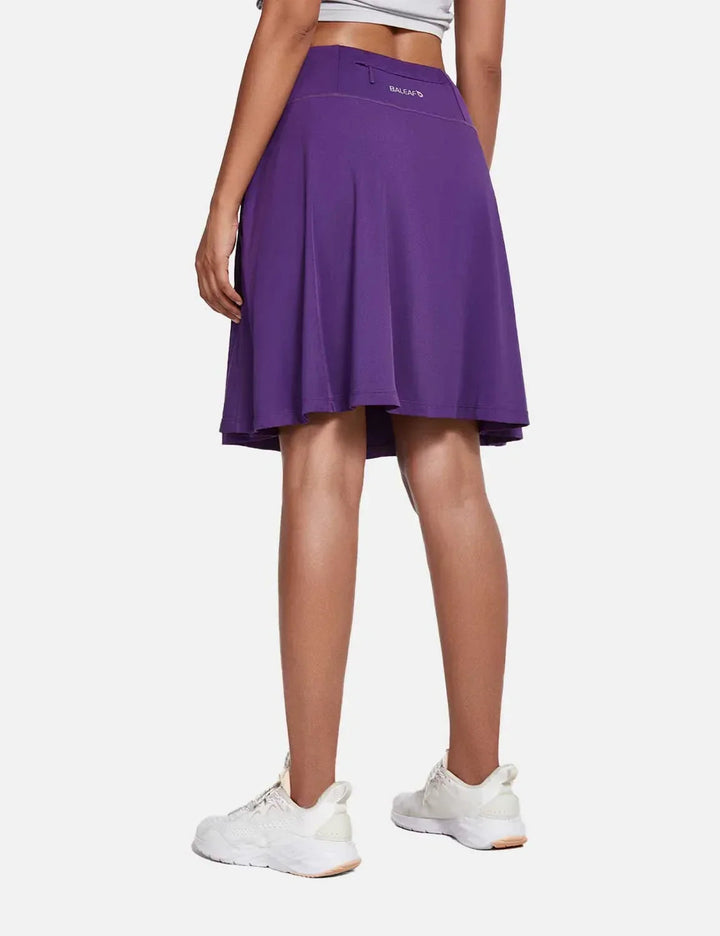 Gonna-pantaloncino donna vita alta, tasche e pieghe, per attività sportive o look casual estivo.