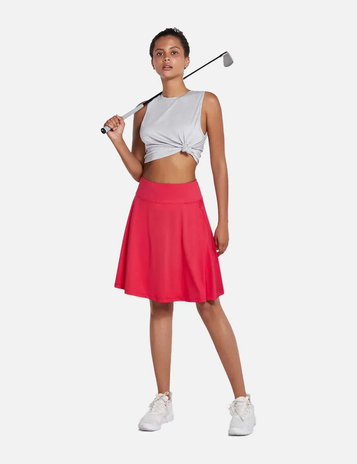 Skort donna sportivo con UPF50+, vita alta, pieghe ampie, perfetto per l'outdoor estivo.