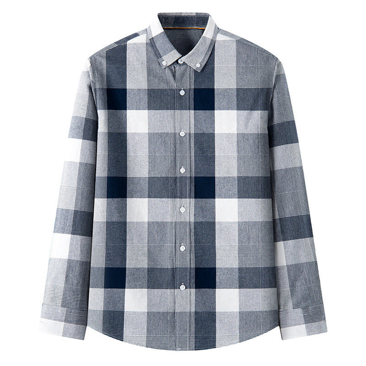 Versatile camicia casual uomo a quadri maniche lunghe, vestibilità comoda, per moda maschile autunno-inverno.