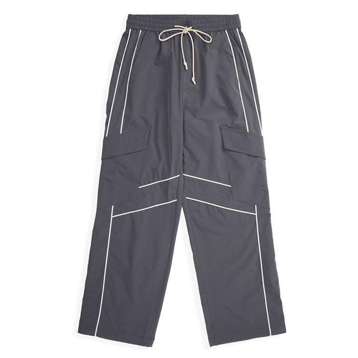 Pantaloni cargo uomo dritti e larghi, multi-tasche, per comfort e stile casual nel tempo libero.