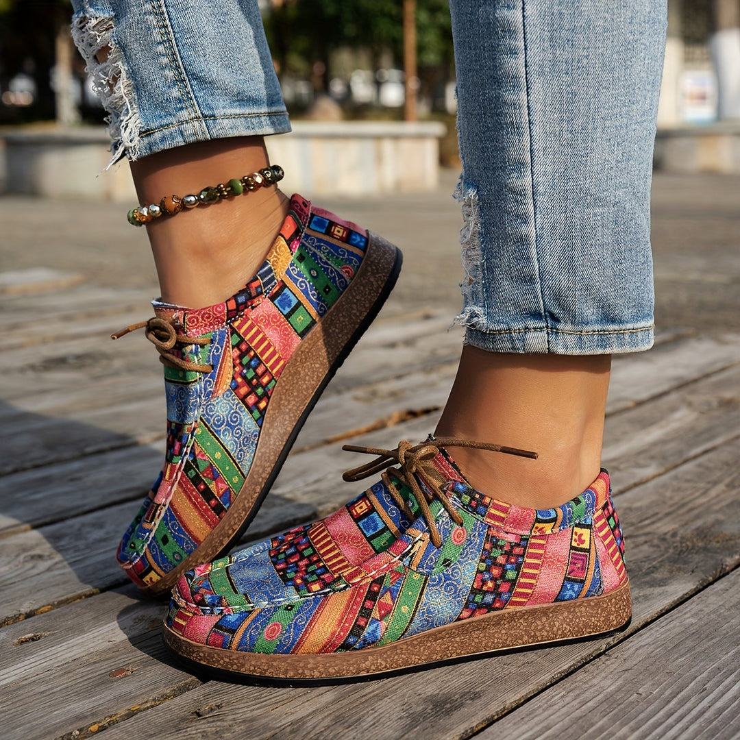 Sneakers donna moda patchwork, scarpe casual con lacci per uno stile versatile e calzature comode.