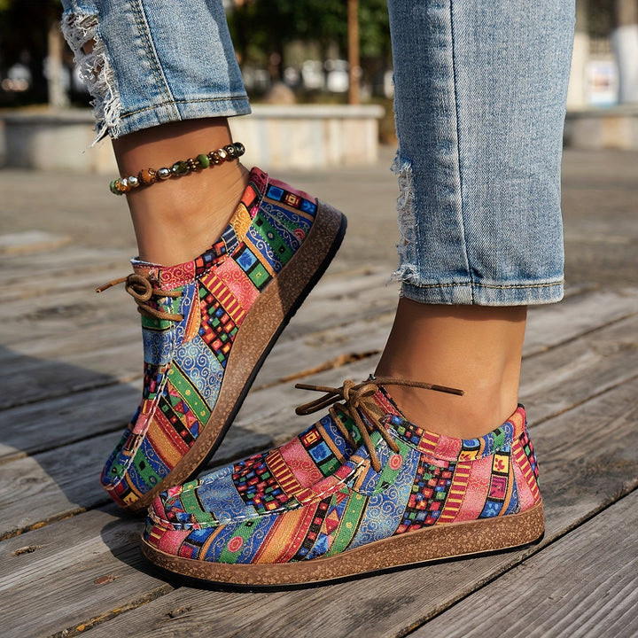 Sneakers donna moda patchwork, scarpe casual con lacci per uno stile versatile e calzature comode.