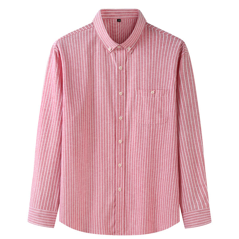 Camicia uomo primavera, maniche lunghe a righe. Vestibilità comoda, ideale per un look casual o elegante. Abbigliamento maschile.