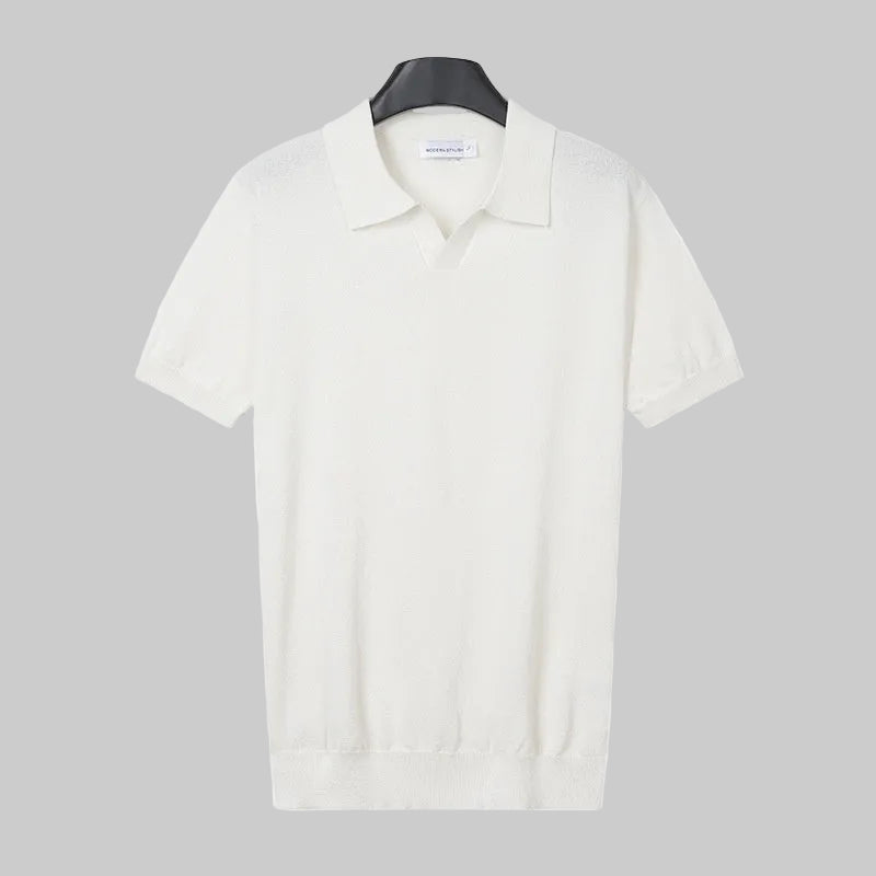 Polo uomo estiva slim fit a maniche corte, ideale per un look elegante casual e di tendenza.