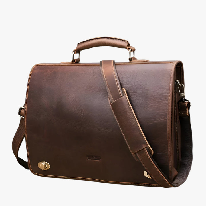 Borsa portadocumenti uomo marrone, accessorio professionale con tracolla. Ideale per ufficio e business.