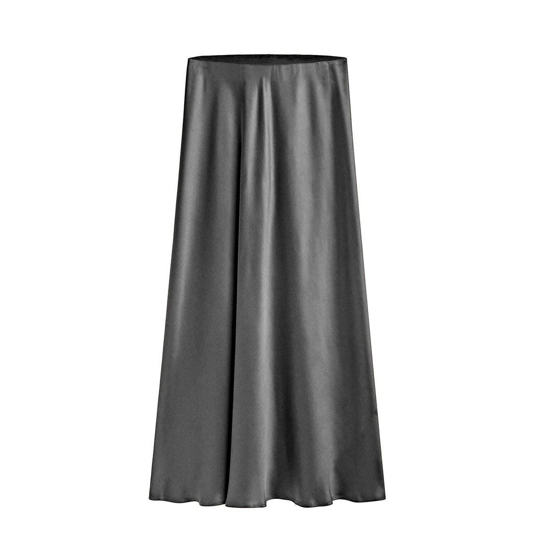 Moda donna: gonna midi a vita alta con spacco obliquo, design contemporaneo con vita elastica per comfort.