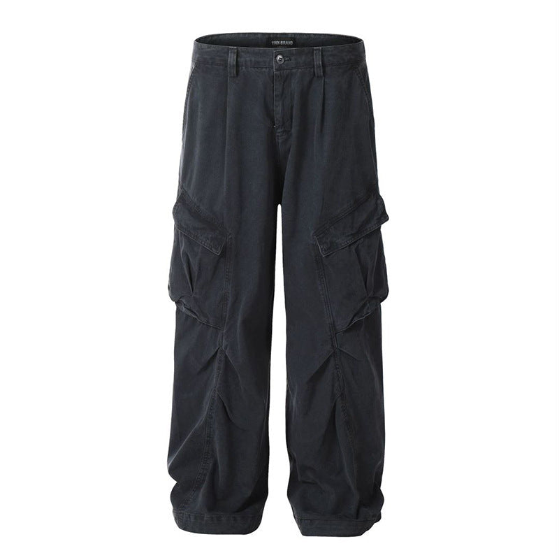Pantaloni uomo cargo a gamba larga e dritta, con molteplici tasche funzionali. Ottimi per un look utility casual comodo.