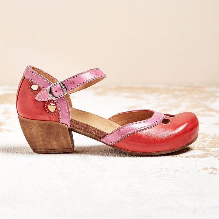Eleganti sandali donna con tacco basso a blocco e cinturino alla caviglia, calzature femminili per ogni occasione.