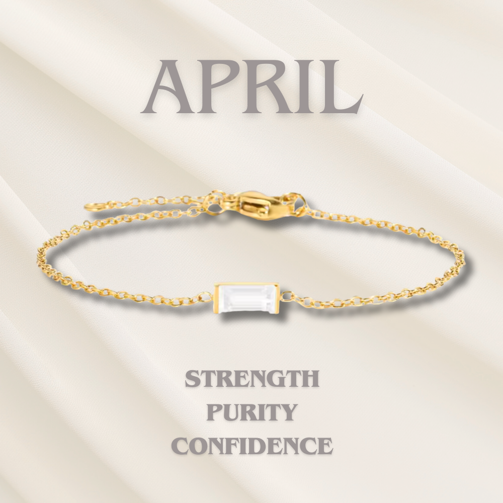 Gioiello donna, bracciale a catena placcato oro con charm e raffinata pietra di nascita, personalizzato.