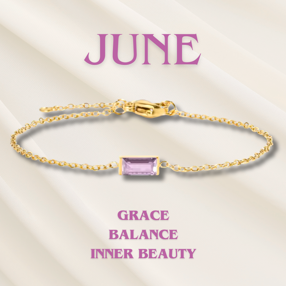 Bracciale personalizzato donna, placcato oro, con charm e pietra di nascita, regalo compleanno unico.