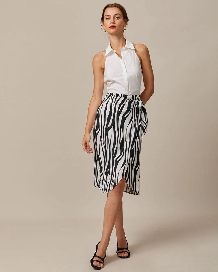 Elegante camicia donna estiva senza maniche, design americano, con colletto. Versatile per outfit da giorno.