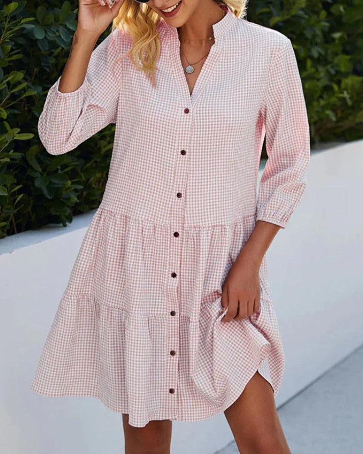 Abito leggero casual da donna per primavera ed estate, disponibile in rosa o blu, ideale per stile e comfort.