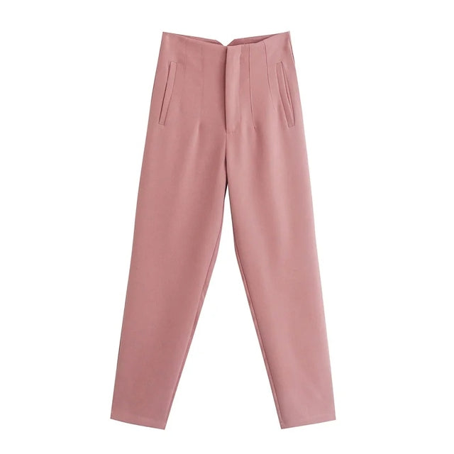 Pantaloni da donna a vita alta, perfetti per un look formale ed elegante. Abbigliamento versatile per l'ufficio.