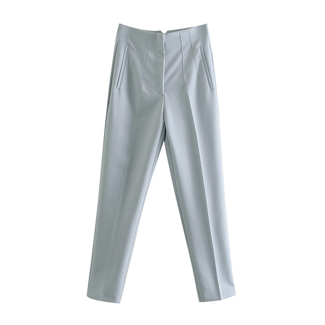 Vari colori disponibili: pantaloni donna slim fit in lino a vita alta. Offrono comfort e stile per moda donna.