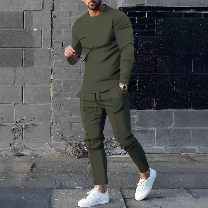 Set tuta uomo moda autunno inverno, versatile e confortevole per un look casual ed elegante ogni giorno.